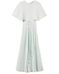 Twinset - Lange Geplooide Crepe De Chine Jurk - Lyst