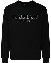 Balmain - Felpa nera con stampa logo 3d - Lyst