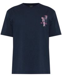 Etro - Tops ,Blauw ,Katoen Logo T-Shirt - Lyst