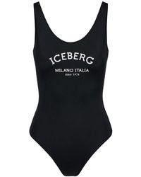 Iceberg - Badmode ,Zwart ,Zwarte Olympische-Stijl Badpak Met Logo - Lyst