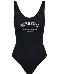 Iceberg - Badmode ,Zwart ,Zwarte Olympische-Stijl Badpak Met Logo - Lyst