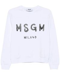 MSGM - Brushed Logo Crew Neck Sweatshirt - Lyst