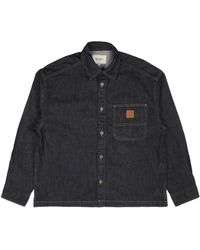 Carhartt - Blaue Denim Hemdjacke Klassischer Schnitt - Lyst