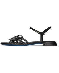 Loriblu - Schoenen ,Zwart ,Suède Zwarte Sandaal Met Gevlochten Bandjes En Strass - Lyst