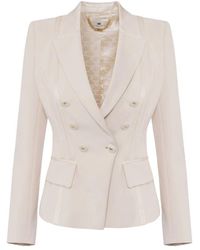 Elisabetta Franchi - Crepe-jacke mit satin-details - Lyst
