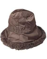 Bomboogie - Accessoires ,Bruin ,Nylon Faux Fur Donkerbruine Hoed - Lyst