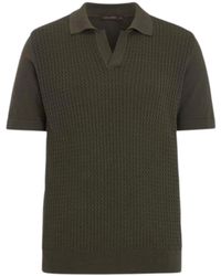 Oscar Jacobson - Tops ,Groen ,Katoen Alf Gestructureerde Katoenen Polo - Lyst