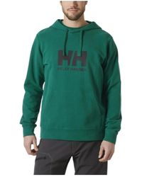 Helly Hansen - Groene Logo Hoodie Klassieke Stijl - Lyst