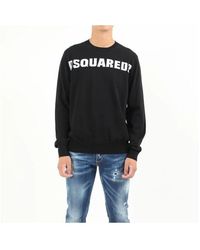 DSquared² - Hoodies & Sweatvesten ,Zwart ,Katoen Sweatshirt Met Ronde Hals - Lyst