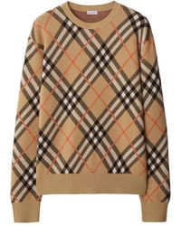 Burberry - Truien & Vesten ,Wol Trui Met Ingebreid Intarsia-Patroon - Lyst