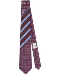 Etro - Accessoires ,Rood ,Zijden Jacquard Stropdas Met Patchwork Design - Lyst