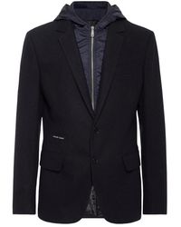 Philipp Plein - Jassen ,Blauw ,Wol Waterafstotende Wollen Hooded Blazer - Lyst