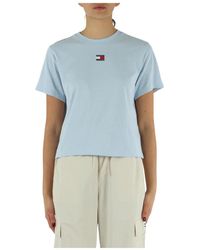 Tommy Hilfiger - T-shirt in misto cotone con ricamo logo frontale - Lyst