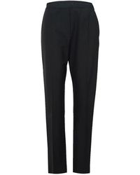 MSGM - Broeken ,Zwart ,Wol Zwarte Wollen Broek Met Zijzakken - Lyst