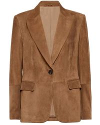 Brunello Cucinelli - Elegante giacca in pelle - Lyst