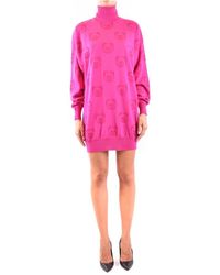 Moschino - Kleedjes ,Roze ,Wol Gebreide Jurk - Lyst
