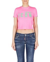 DSquared² - Iconisches t-shirt mit kurzen ärmeln aus baumwolle in rosa - Lyst