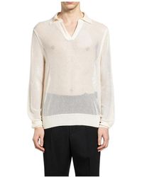 Tom Ford - Tops ,Wit ,Katoen Silk Cotton Mesh Polo - Lyst