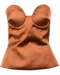 Nineminutes - Tops ,Bruin ,Polyester Elegante Top Met Polyester En Elastaan - Lyst