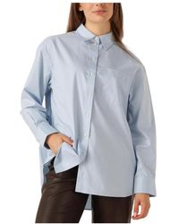 SELECTED - Overhemden ,Blauw ,Katoen Blauwe Oversized Shirt Voor Vrouwen - Lyst