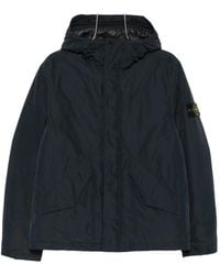 Stone Island - Jassen ,Blauw ,Patch Detail Hooded Jacket - Lyst