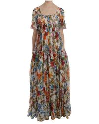 Dolce & Gabbana Floral Bug Ruffled Dress - Naturel