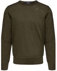 K-Way - Grüner Merino-Wollpullover Mit Langen Ärmeln - Lyst