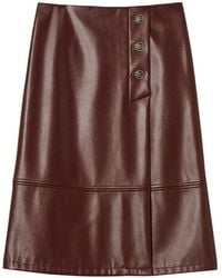 Twinset - Faux Leather Midi Rok Met Knopen - Lyst