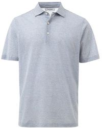 Gran Sasso - Blau/Weiß Gestreiftes Baumwoll-Leinen Polo - Lyst