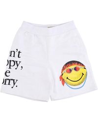 Market - Korte Broeken ,Wit ,Katoen Smiley Logo Sweatshorts Elastische Taille - Lyst
