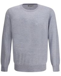 Brunello Cucinelli - Kaschmir Seiden Crew Neck Pullover - Lyst