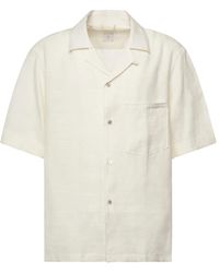 Eleventy - Overhemden ,Wit ,Linnen Wit Linnen Shirt Met Korte Mouwen - Lyst