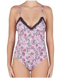 Chiara Ferragni - Body Met Gemmenprint En Zwart Kanten Detail - Lyst