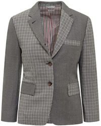 Thom Browne - Elegante Blazer Met V-Hals En All-Over Patroon - Lyst