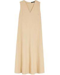Weekend by Maxmara - Ausgestelltes V-Ausschnitt Kleid Aus Viskose Leinen - Lyst