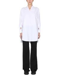 Raf Simons - V-Ausschnitt Baumwollhemd - Lyst