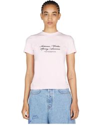 Vetements - Tops ,Roze ,Katoen Geborduurd Katoenen T-Shirt - Lyst