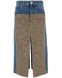 Stella McCartney - Denim Maxi Rok Met Split Achter - Lyst