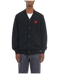 COMME DES GARÇONS PLAY - Truien & Vesten ,Zwart ,V-Hals Logo Cardigan Trui - Lyst