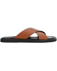 Kazar - Schoenen ,Bruin ,Leer Leren Slippers Met Brede Banden - Lyst