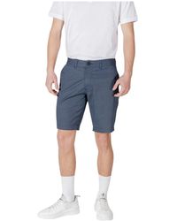 ARMANI EXCHANGE - Blaue baumwoll-shorts mit taschen - Lyst
