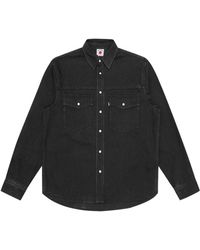 ICECREAM - Overhemden ,Zwart ,Denim Zwarte Running Dog Shirt Met Zakken - Lyst