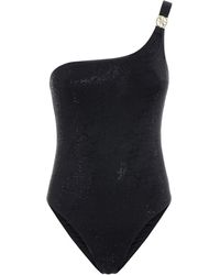 Guess - Badmode ,Zwart ,Spandex One-Shoulder Badpak - Lyst