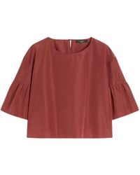 Weekend by Maxmara - Overhemden ,Rood ,Katoen Crop Blouse - Lyst