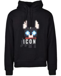 DSquared² - Hoodies & Sweatvesten ,Zwart ,Katoen Felpa Con Cappuccio - Lyst