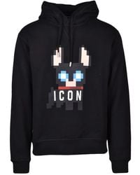 DSquared² - Hoodies & Sweatvesten ,Zwart ,Katoen Felpa Con Cappuccio - Lyst