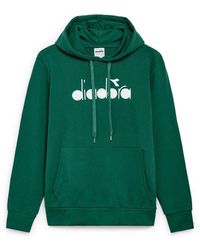 Diadora - Hoodies & Sweatvesten ,Groen ,Katoen Groene Katoenen Hoodie Logo Groot - Lyst