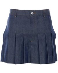 A.P.C. - Rokken ,Blauw ,Katoen Mini Geplooide Rok - Lyst