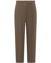 Ferragamo - Broeken ,Groen ,Wol Bruine Viscose En Wol Broek - Lyst