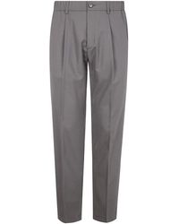 Herno - Broeken ,Grijs ,Broek Met Plooien En Achterzak - Lyst